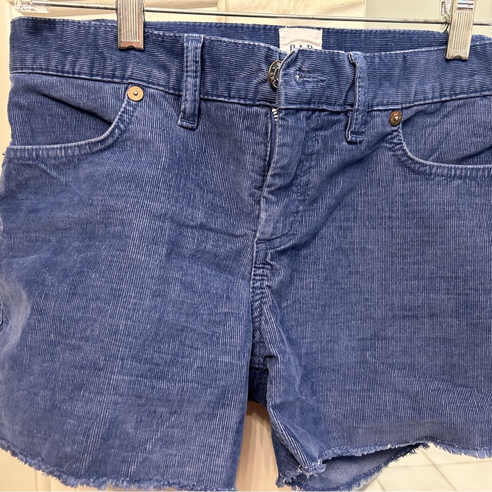 Blue Corduroy Women Shorts